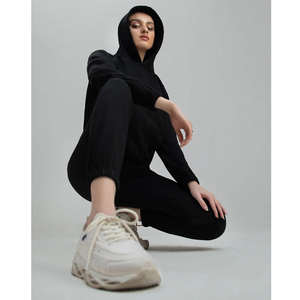 Ensemble de survêtement à capuche pour femme, motif uni, 2 pièces, pantalon de yoga et veste pour l'entraînement ou le yoga - Product Image 2