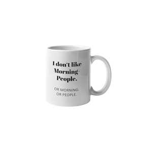 Tasse en céramique minimaliste 200 ml, compatible lave-vaisselle et micro-ondes, avec cuillère « I Don't Morning People » pour la retraite ou le nouveau-né - Product Image 3