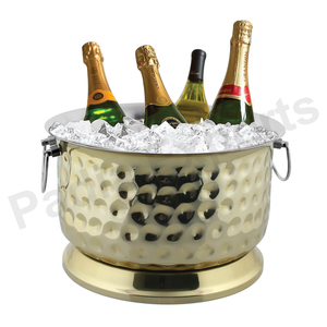 Cubo de vino de metal clásico con mango Diseño martillado para cubos de hielo o tinas de bebidas - Product Image 1