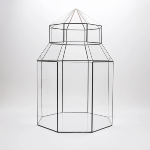 Terrario, Decoración para el Hogar, Forma de Casa, Vidrio Transparente, Metal Decorativo, Geométrico, Tamaño Personalizado, Moderno, Florero de Mesa para Bodas, AK - Product Image 4