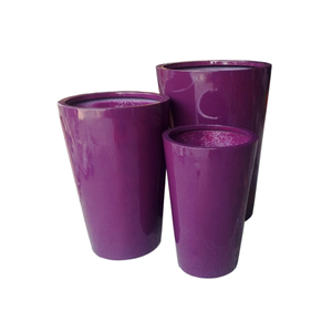 Vendedor caliente Ecológico Durable Estilo rústico Macetas de fibra de vidrio Forma fácilmente móvil 3PCs Set Uso de jardín al aire libre suministrado - Product Image 1