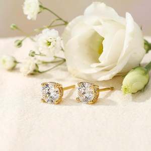 Moissanite Earrings Jeulia Round Cut Sterling <b>Silver</b> <b>Stud</b> Earrings - Product Image 6