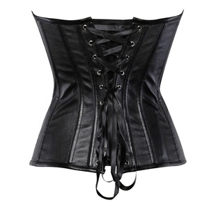 Nouveauté Corset Bustier en Cuir Souple Respirant à Maintien Moyen, à Baleines, pour Cincher la Taille, Style Burlesque, Haut de Lingerie - Product Image 3
