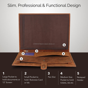 Mayorista Personalizable Vintage Piel Auténtica Cartera Organizador de Moda Portadocumentos Portátil Carpeta de Cuero Premium - Product Image 3
