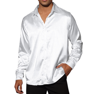 Cheap Price Casual <b>Silk</b> Satin <b>Shirt</b> <b>Men</b> Long Sleeves Priavte Label High Quality Streetwear <b>Silk</b> Satin <b>Shirts</b> <b>for</b> <b>Mens</b> - Product Image 2