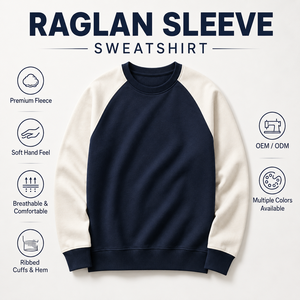 Sweat-shirt personnalisé surdimensionné à col rond et manches raglan, 400 GSM, 80% coton 20% polyester, polaire brossé respirant, color block - Product Image 4