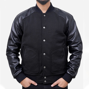 Chaqueta Bomber de invierno personalizada para hombre, pana de alta calidad con capucha de piel con cuello levantado y estampado de diseño de béisbol Letterman - Product Image 1