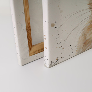 Made In Germany - Home Decor Canvas <b>Picture</b> Baby Rabbit Nursery - Wall Painting Mural In White And Brown - Stretcher <b>Frame</b> Art - Product Image 4