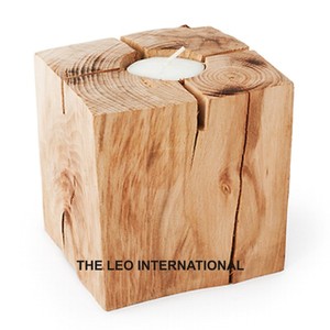 Matériau en bois forme unique bougeoir fini marron utilisé décoration d'éclairage de fête de mariage à la maison - Product Image 5