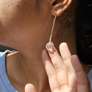 ต่างหูคริสตัลพลอยสีเงินแบบยาวต่างหูเงินน้ำหนักเบาต่างหูเงินระยิบระยับ - Product Image 2