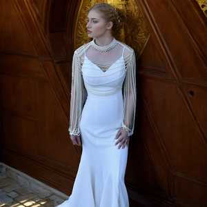 Chal de Novia Elegante Bridella VG67 Color Marfil Perla con Caída Suave para Boda - Product Image 1