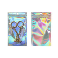 Sac en aluminium à fermeture éclair, Logo personnalisé, Laser, brillant, Transparent, plastique Mylar, cosmétique holographique, unités