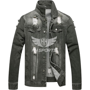 แจ็กเก็ตผ้ายีนส์แบบขาดทนทานสำหรับผู้ชายเสื้อกันลมผ้าคอตตอนเสื้อโค้ท - Product Image 5