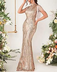 Vente chaude Satin Soirée Robe De Bal Sans Manches O-cou Robe Broderie Perles Perles pour Printemps Automne Antistatique Solide - Product Image 6