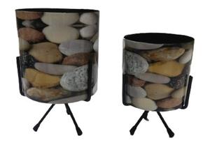 Jardinière en métal avec finition en marbre noir, sur pied trépied, pot de plante décoratif moderne pour la maison, le bureau, l'hôtel et le salon - Product Image 3