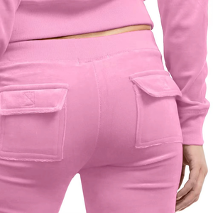 2025 vente en gros écologique respirant cordon sweats à capuche survêtement ensemble femmes solide imprimé coton rose survêtement grande taille - Product Image 3