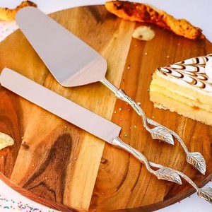 High Quality Silver Metal <b>Cake</b> <b>Server</b> & Knife Set for Dessert for Wedding Hotels Parties Restaurants for Food Commercial Use - Product Image 2