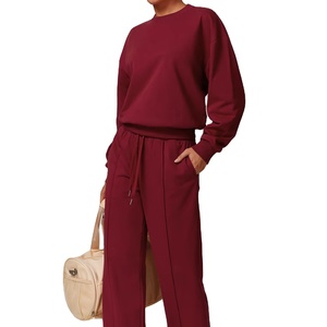 Chándal de cintura alta para mujer de alta calidad, trajes de 2 piezas, sudadera de manga larga y pantalones de chándal para correr - Product Image 5