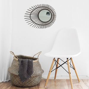 Miroir mural à cadre en rotin indonésien moderne 30cm verre de luxe maison salle de bain café nouveau style moderne décor d'anniversaire - Product Image 4