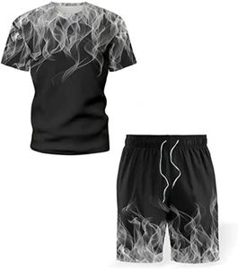 Camiseta y conjunto corto de verano para jóvenes y adultos, diseño Unisex informal de punto de algodón transpirable con sublimación para hombres y mujeres - Product Image 1