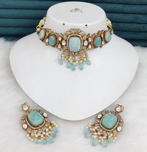 Conjunto de Collar Gargantilla Polki de Latón y Moissanita, Ideal para Bodas, Ocasiones Festivas, Uso en Fiestas, Colores de Primera Calidad Disponibles - Product Image 3