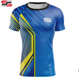 เสื้อรัดรูปสำหรับผู้ชายเสื้อออกกำลังกายระบายอากาศได้เร็วแขนสั้นพิมพ์ลายซับลิเมชัน - Product Image 6