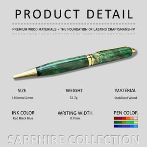Sapphire Collection: Luxury Handmade 0.7mm Stabilized Wood Ballpoint <b>Pen</b> Green-Red-Blue Resin Body Business <b>Gift</b> Souvenir <b>Pen</b> - Product Image 2