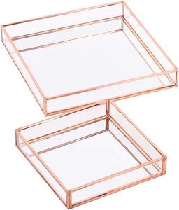 Top Quality Hot Selling Glass Tray Rose Gold Glass <b>Mirrored</b> Tray At Wholesale Prices Directly From Experienced Manufacturers - Product Image 1