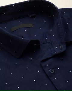 Camisa de vestir informal para hombre, camisa de manga larga con estampado de lunares formales antiarrugas para el verano, la mejor oferta - Product Image 3