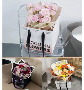 Bolsa de Regalo de Papel para Flores, Diseño Cuadrado Blanco de Lujo |   Empaquetado de Papel con Impresión de Logotipo Personalizado para Regalos de Floristería - Product Image 5