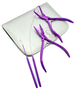 Kit d'outils d'extension de cheveux en acier inoxydable durable en vente de gros avec logo personnalisé pour extension de cheveux personnalisée - Product Image 1