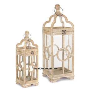 Linterna de madera de diseño tradicional de alta calidad colgante de hormigón único vela tarro Eid decoración conjunto de dos - Product Image 5