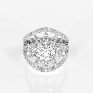 Round Cut Moissanite Diamond <b>Cocktail</b> <b>Ring</b> with 14K <b>Gold</b> Elegant and Luxurious Jewelry Accessory - Product Image 5