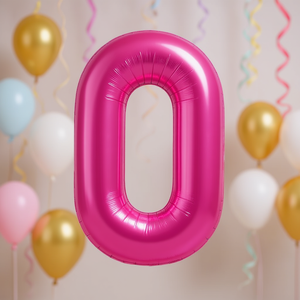 Palloncini Numero Fucsia 100cm Numero 0, Confezione da 12 Pezzi - Product Image 3