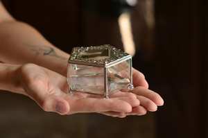 New Hexagon Shape Glass <b>Ring</b> Box Jewellery Organizer Made With Glass And Metal Gold Polish Frame For Birthday Wedding Engagement - Product Image 5