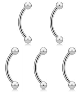 Set da 10 Pezzi in Acciaio Inossidabile, Piccoli Piercing Curvi per Sopracciglio, Orecchio, Ombelico, Labbro, Occhio, Daith, Rook, Gioielli 16g 8mm/10mm - Product Image 1