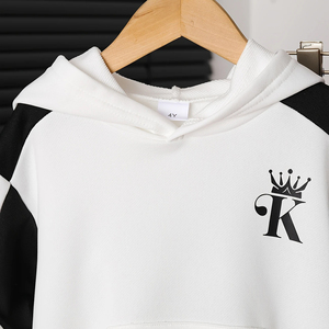 Ensemble de survêtement pour garçons de haute qualité, deux pièces, manches longues, couleurs personnalisées, 100% coton, décontracté, respirant, coupe-vent, pour l'hiver - Product Image 3