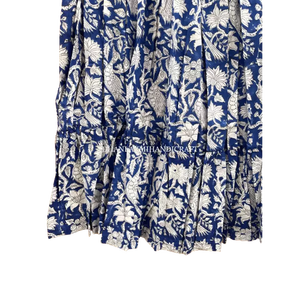 Túnica india con estampado de pavo real para mujer, maxifalda de algodón de dos neumáticos, estilo bohemio, color azul, 2022 - Product Image 3