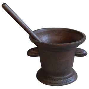 Mortero con acabado rústico de forma redonda de estilo Vintage con MAJA para el hogar, cocina, especias, hierbas, molinillo de mano, mortero - Product Image 2