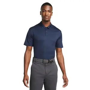 男士透气100% 涤纶高尔夫马球衫宽松标准贴合2扣门襟排汗黑曜石性能标志
