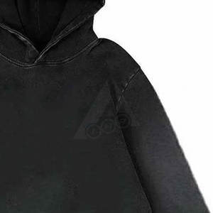 Sweat à capuche personnalisable 2024 vintage effet vieilli en polaire unie respirante doublée pour homme, ourlet brut, grandes tailles, teinture unie - Product Image 2