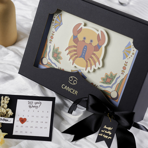 Caja de papel de arte RTS Premium 12 Zodiac de 2mm de grosor para presentar regalos artesanales como vino o comida con tapa y base - Product Image 1