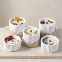 Ensemble de bougies parfumées en cire de soja Arovi - Bougies artisanales parfumées avec mèche en bois et plantes séchées, décoration esthétique pour la maison