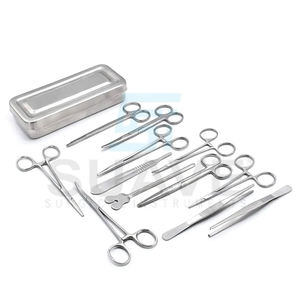 Kit d'instruments de chirurgie de base 13 pièces Pinces en acier inoxydable Ciseaux Porte-aiguille SUAVE INSTRUMENTS SURGICAUX - Product Image 1