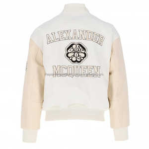 Chaqueta universitaria unisex con cuerpo de lana bordada, Mangas de cuero, cuello levantado, hecha en fábrica, personalizada para la temporada de invierno - Product Image 3