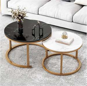 Marble Luxury Metal Outdoor Glass <b>TV</b> Stand and Set of 3 Modern Coffee <b>Table</b> for Living Room Home Furniture - Product Image 4