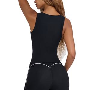 Camisetas sin mangas premium, elegantes y modernas, de verano, con cuello en V, lisas, ajustadas, acanaladas, cortas, sin mangas, transpirables, estilo urbano. - Product Image 2