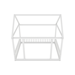 เตียงไม้พื้นเต็มขนาดพร้อมโครงหลังคาบ้านและแผงกันความปลอดภัยสีขาวสำหรับเด็กผู้ผลิตจากเวียดนาม - Product Image 4