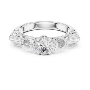 Anillo de Compromiso de Oro Rosa de 14K con Diamantes Cultivados en Laboratorio en Forma de Pera y Ovalados para Mujer |   Diamante Cultivado Nuevo - Product Image 6