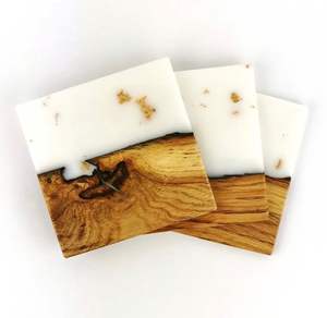 Sous-verre en bois fantaisie avec incrustation de résine Design moderne café boisson sous-verres ensemble fait à la main naturel poli Table protéger tapis et tampons - Product Image 4